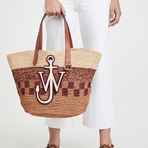 JW Anderson SOLD OUT Straw Basket Beach Belt Tote tan leather straps and buckle